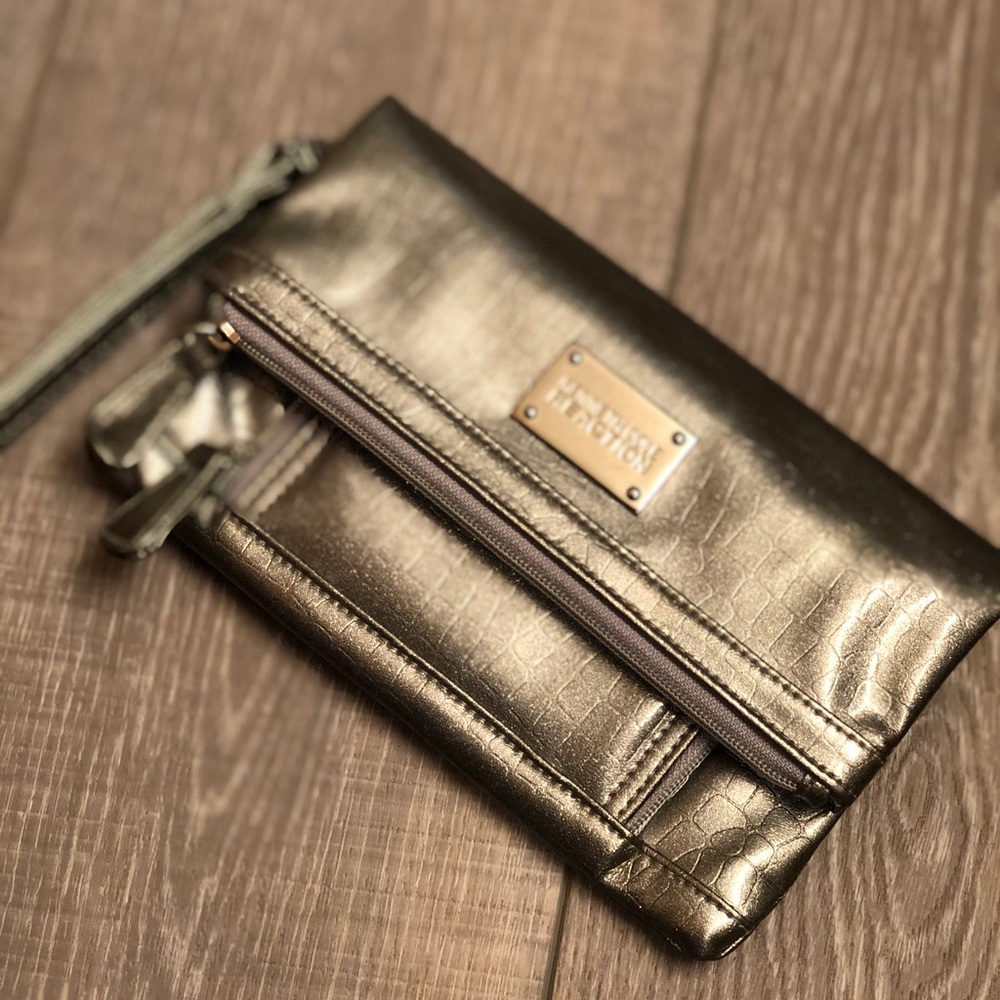 Kenneth Cole Reaction silver wristlet
